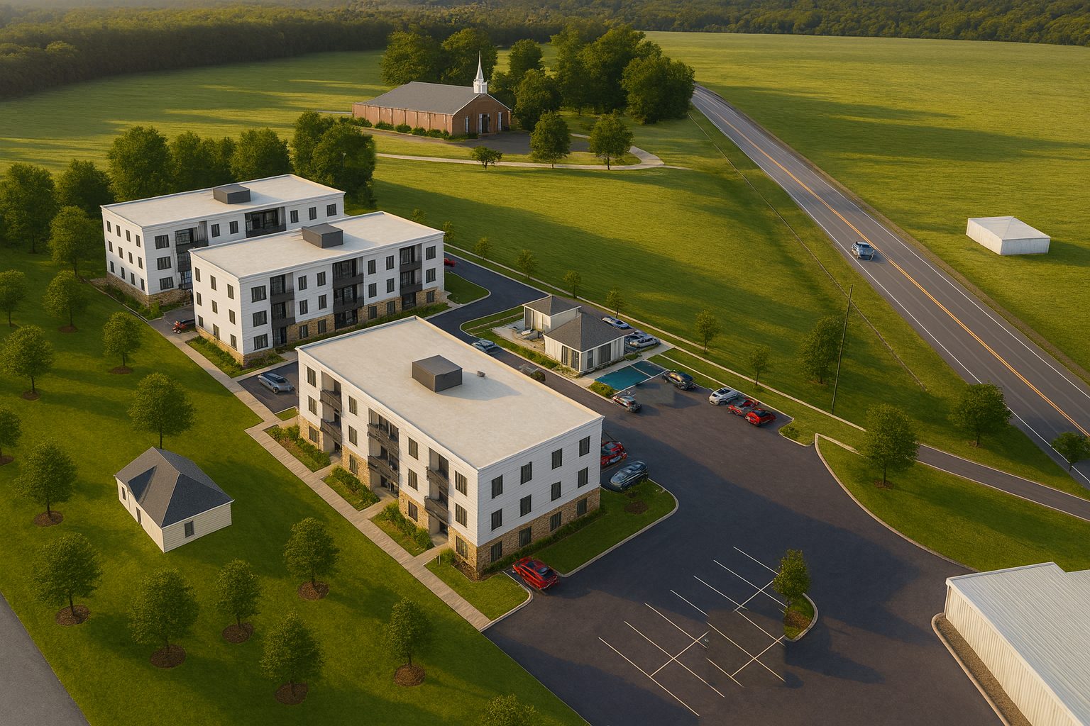 Render aéreo del terreno de Middlebrook