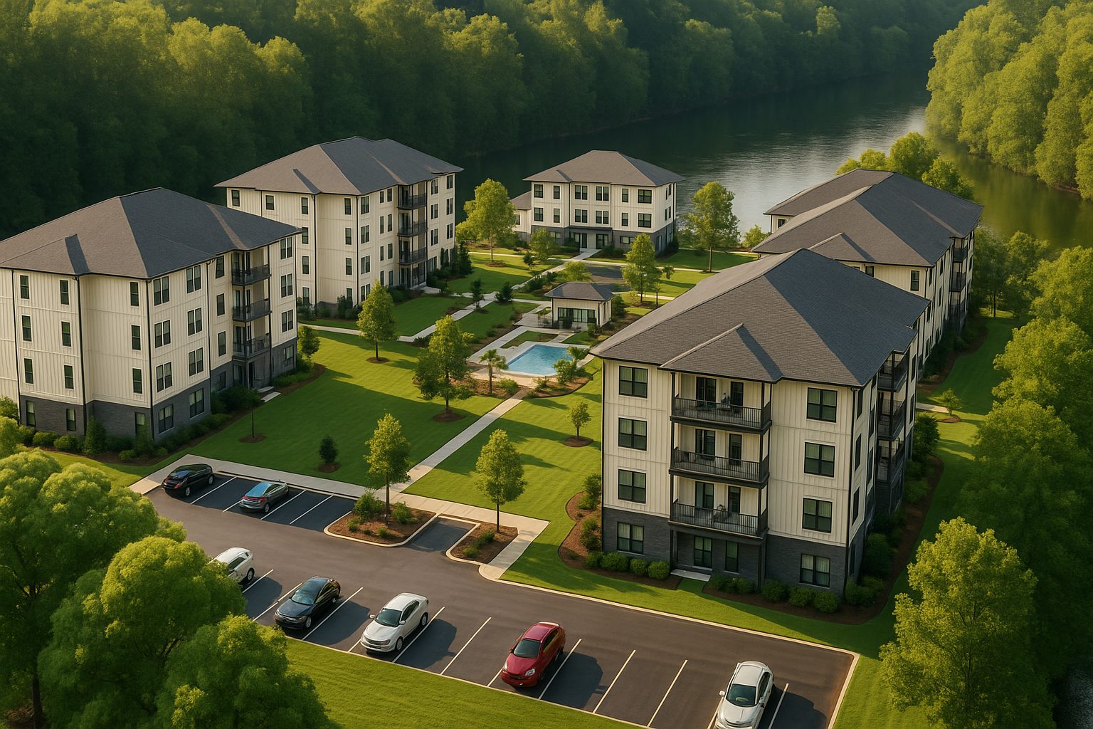 Render de Smoky Mountain Flats junto al río